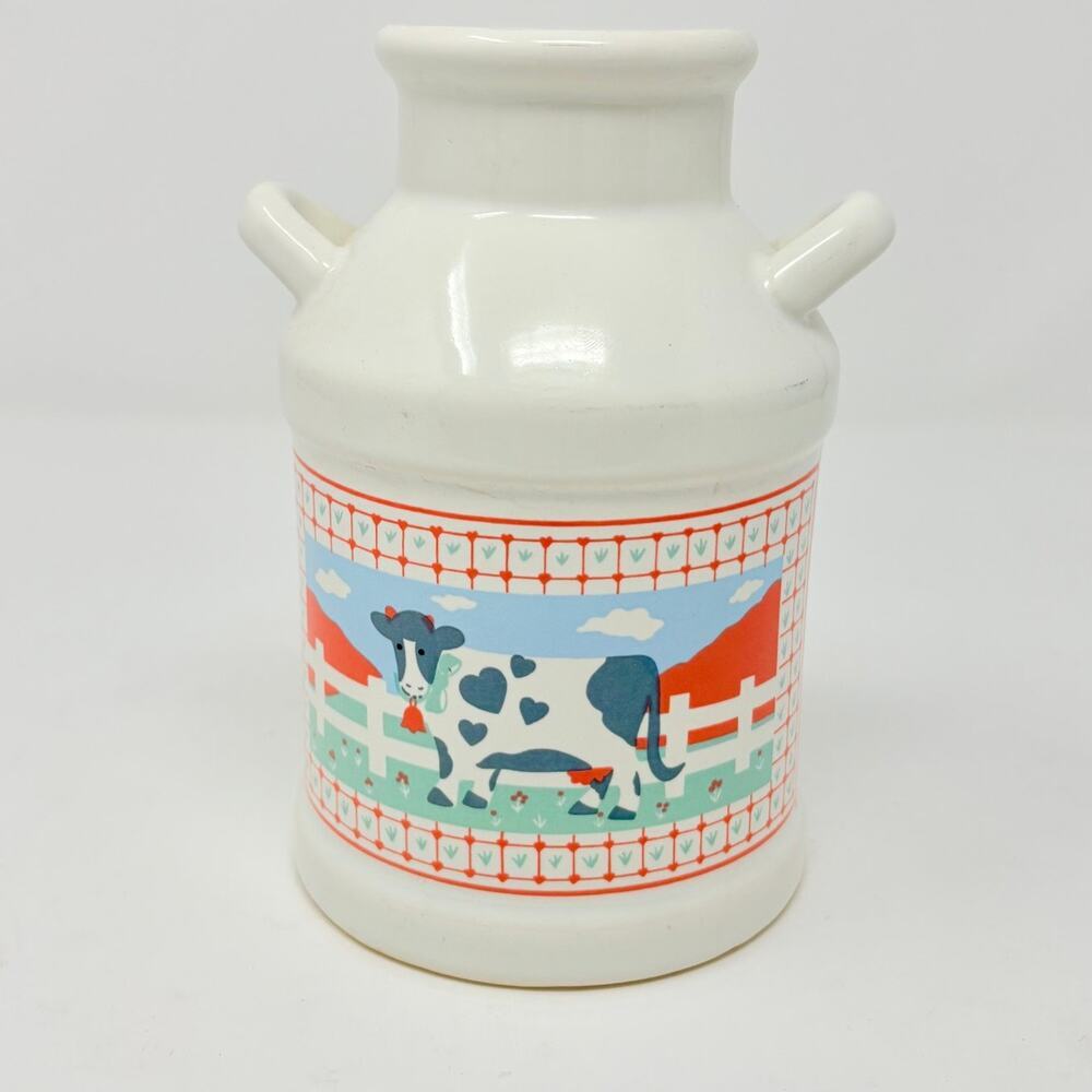 Vtg 80s Himark Peaches N Cream Cow Canister Utensils Trivet NOS Cottagecore - Picture 4 of 16